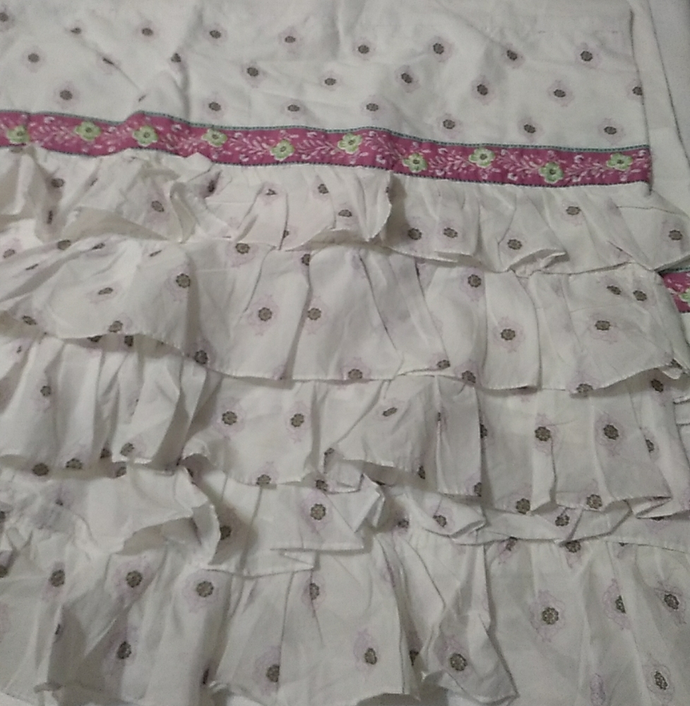 Pottery Barn Kids Crib Skirt Dust Ruffle White Purple